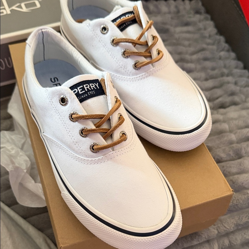Sperry Men's White Canvas Boat Shoes